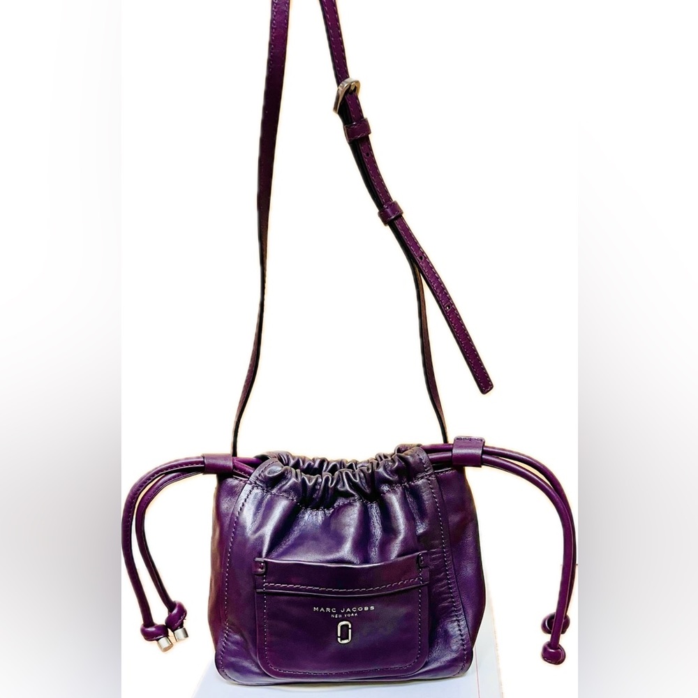NWOT Marc Jacobs Tied Up Leather Drawstring Bag in Violet Purple
